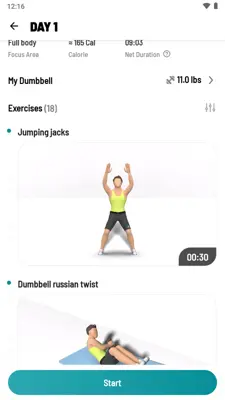 Dumbbell Workout at Home android App screenshot 2